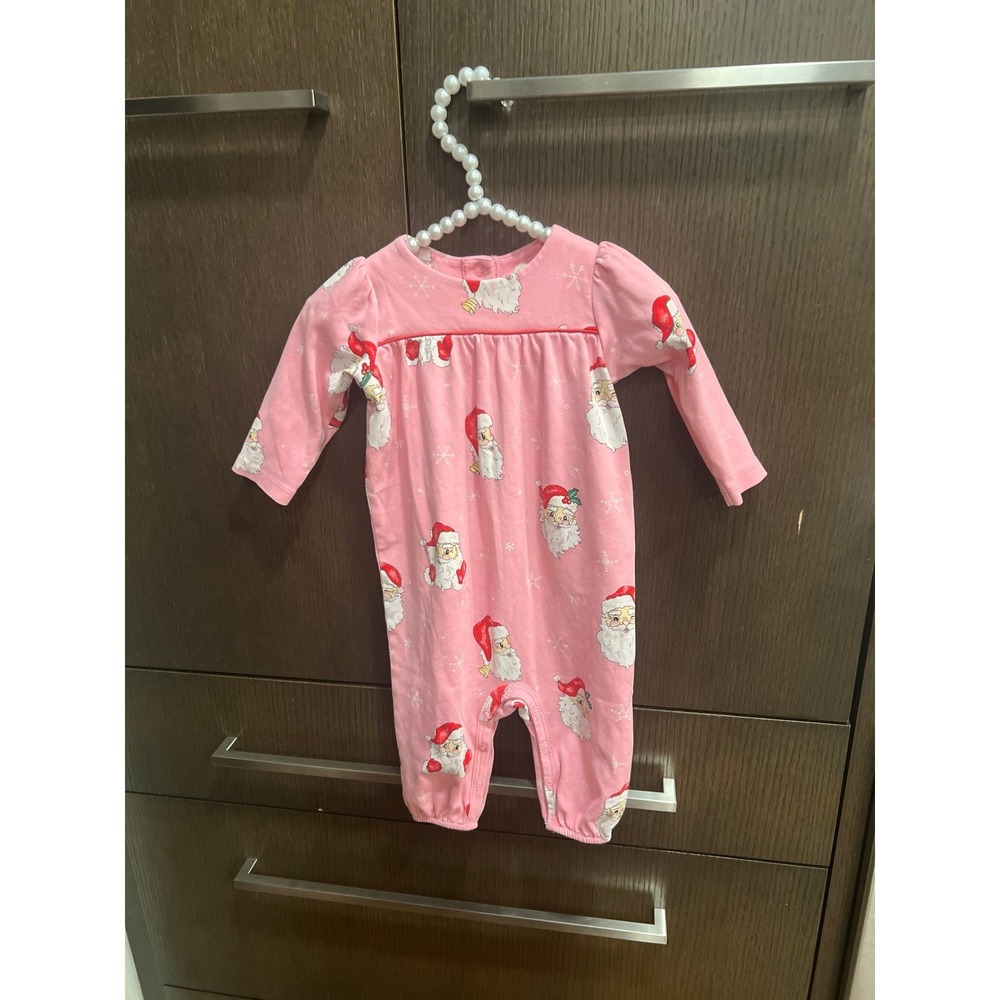The Beaufort Bonnet Company Long Sleeve Penny's Playsuit Dear Santa pink 3-6